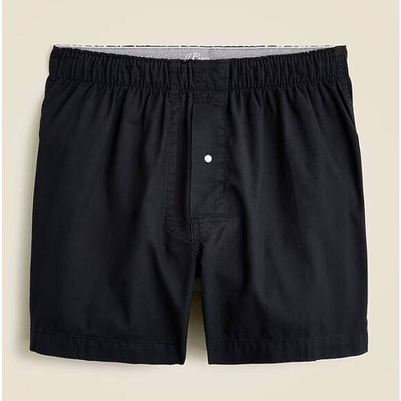 J.Crew Boxer Short Men S Black Broken-in Organic Cotton Oxford Elastic Waistband - Picture 1 of 4
